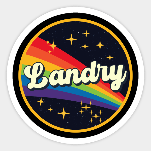 Landry // Rainbow In Space Vintage Style Sticker by LMW Art